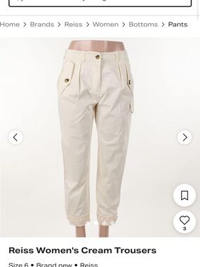 Reiss Cream Ankle Trousers